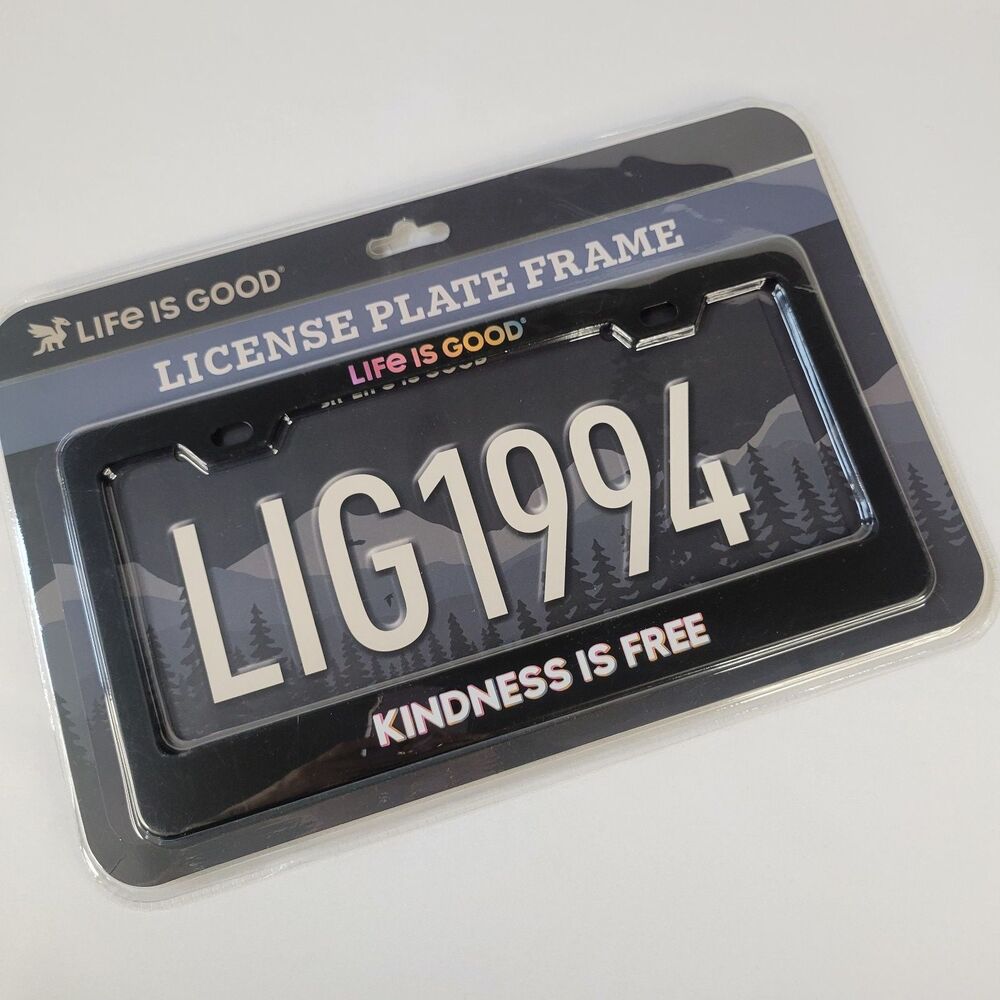 2026 LIFE IS GOOD Black Stainless Steel License Plate Frame KINDNESS IS FREE New